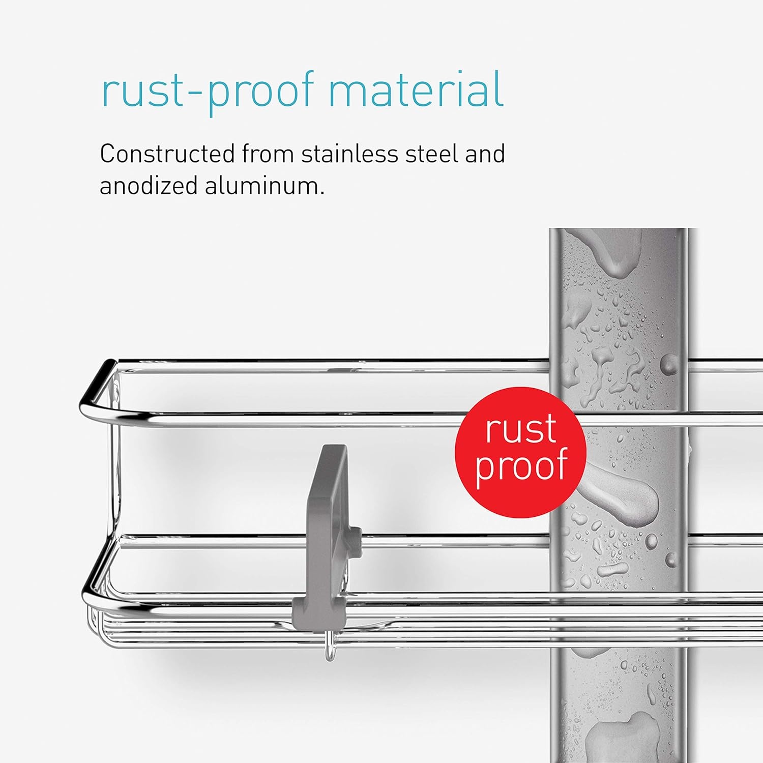 image:imagesimplehuman 8 Tension Pole Shower Caddy Stainless Steel and Anodized Aluminum9 ft