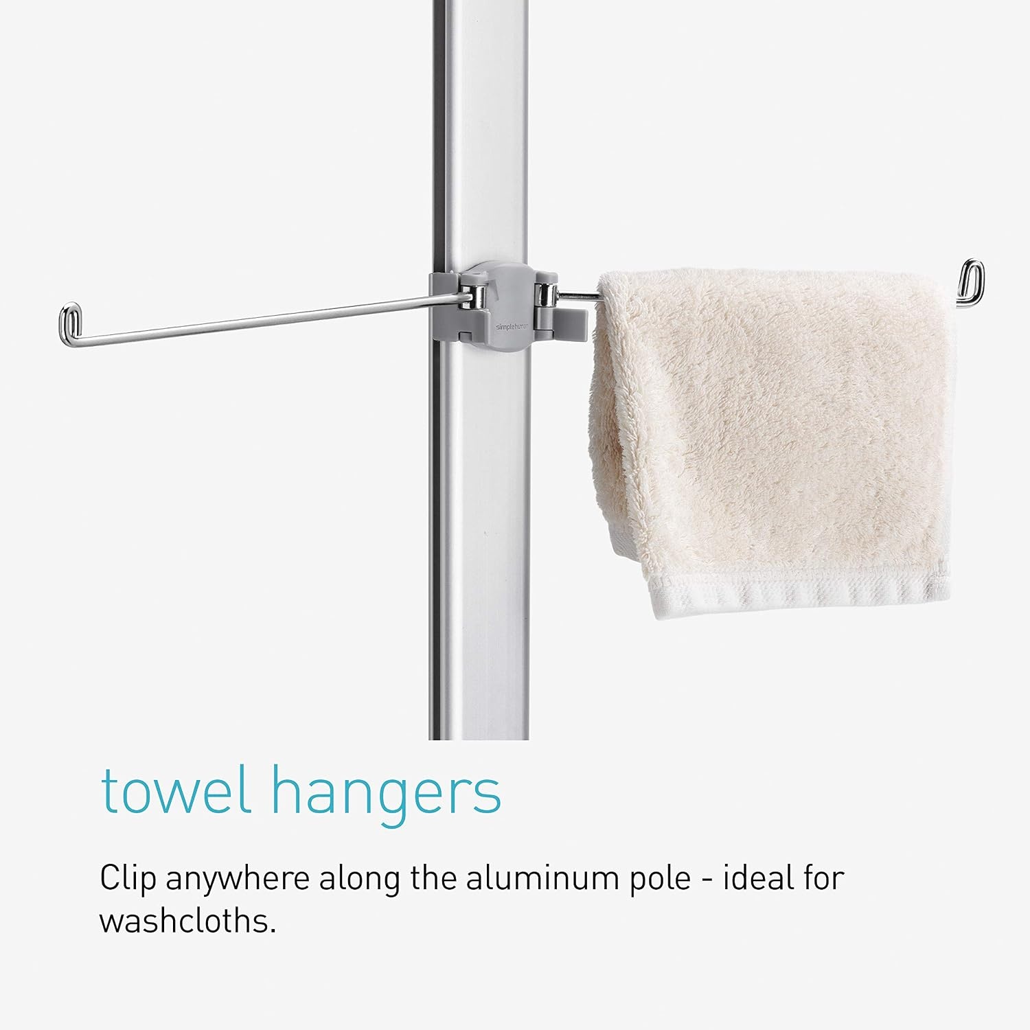 image:imagesimplehuman 8 Tension Pole Shower Caddy Stainless Steel and Anodized Aluminum9 ft