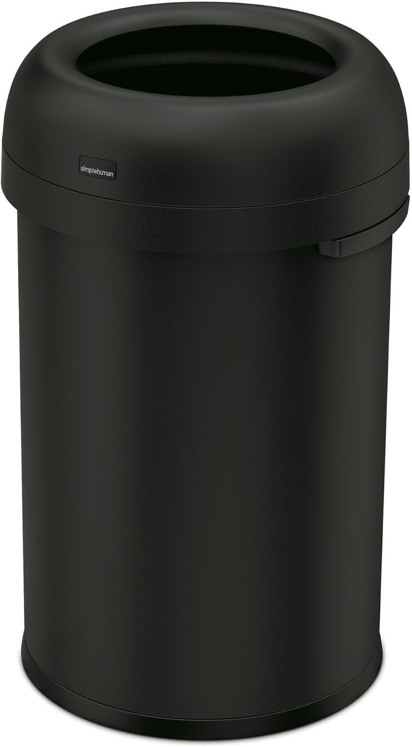 image:imagesimplehuman 80 Liter 211 Gallon Bullet Open Top Trash Can Commercial Grade Heavy Gauge Brushed Stainless SteelMatte Black