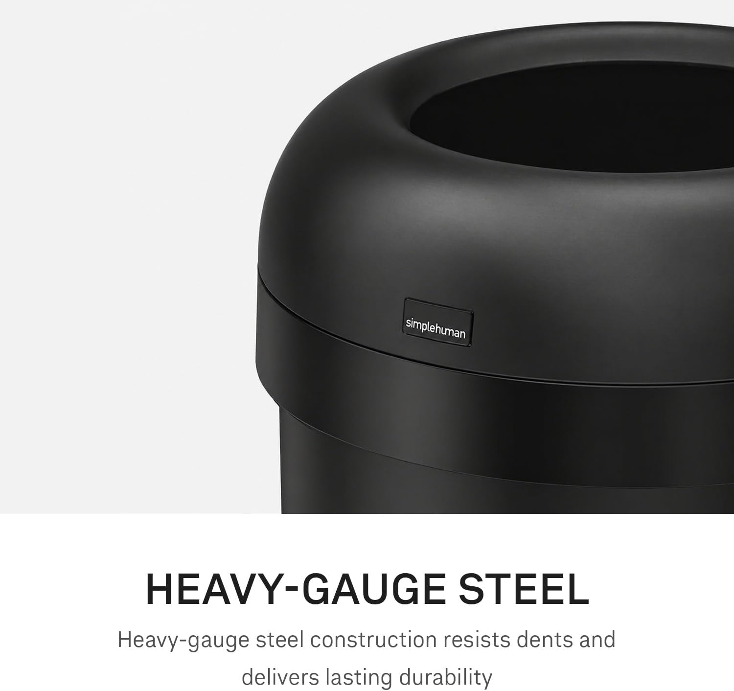 image:imagesimplehuman 80 Liter 211 Gallon Bullet Open Top Trash Can Commercial Grade Heavy Gauge Brushed Stainless SteelMatte Black