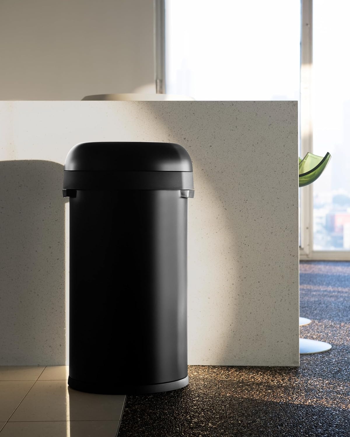 image:imagesimplehuman 80 Liter 211 Gallon Bullet Open Top Trash Can Commercial Grade Heavy Gauge Brushed Stainless SteelMatte Black
