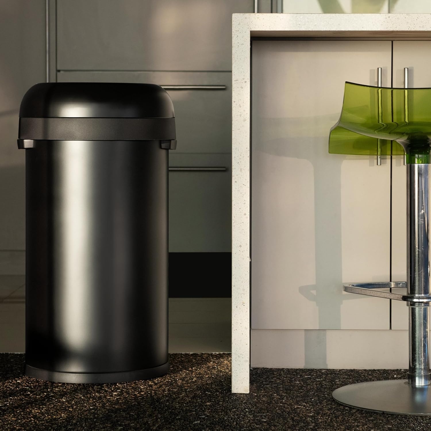 image:imagesimplehuman 80 Liter 211 Gallon Bullet Open Top Trash Can Commercial Grade Heavy Gauge Brushed Stainless SteelMatte Black
