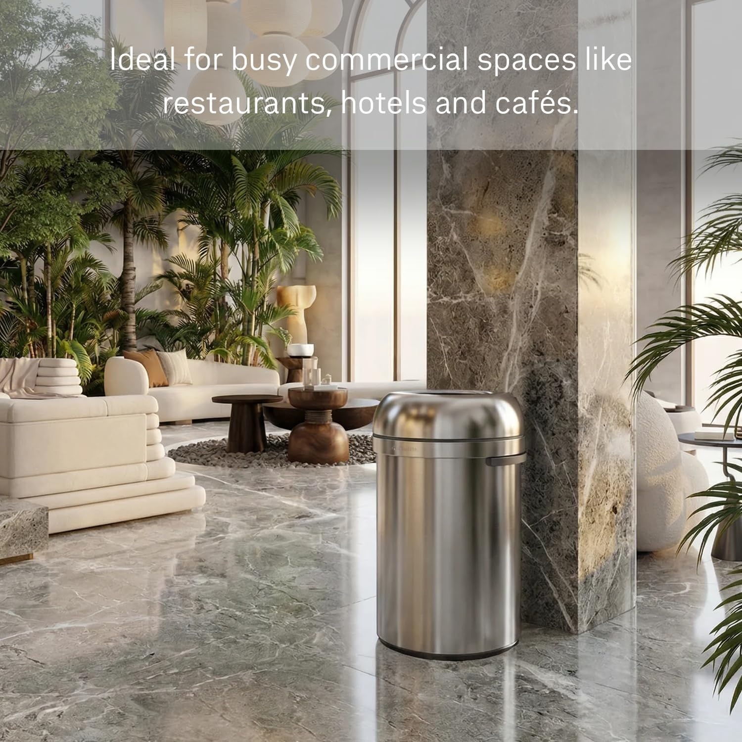 image:imagesimplehuman 80 Liter 211 Gallon Bullet Open Top Trash Can Commercial Grade Heavy Gauge Brushed Stainless SteelUpgraded All Steel Brushed