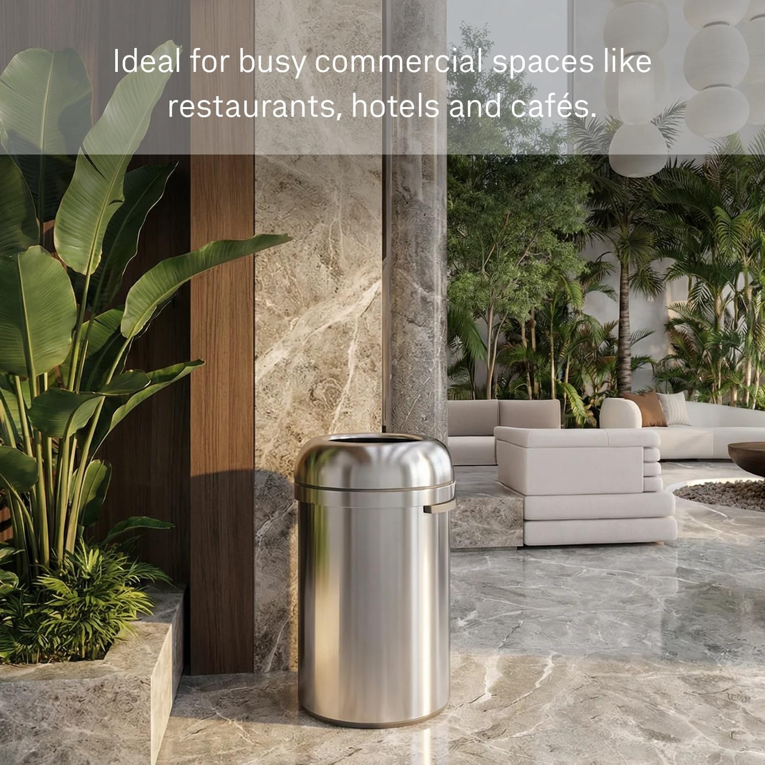 image:imagesimplehuman 80 Liter 211 Gallon Bullet Open Top Trash Can Commercial Grade Heavy Gauge Brushed Stainless SteelUpgraded All Steel Brushed