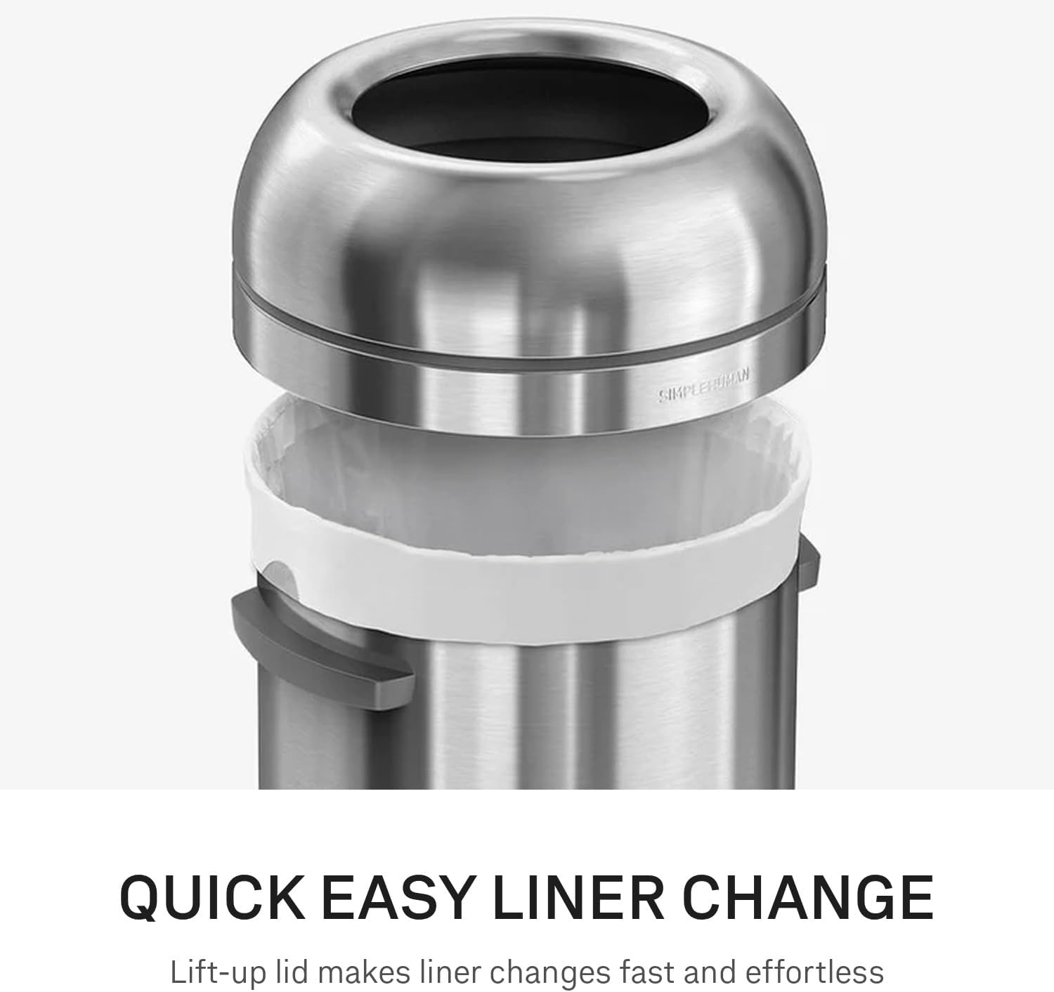 image:imagesimplehuman 80 Liter 211 Gallon Bullet Open Top Trash Can Commercial Grade Heavy Gauge Brushed Stainless SteelUpgraded All Steel Brushed