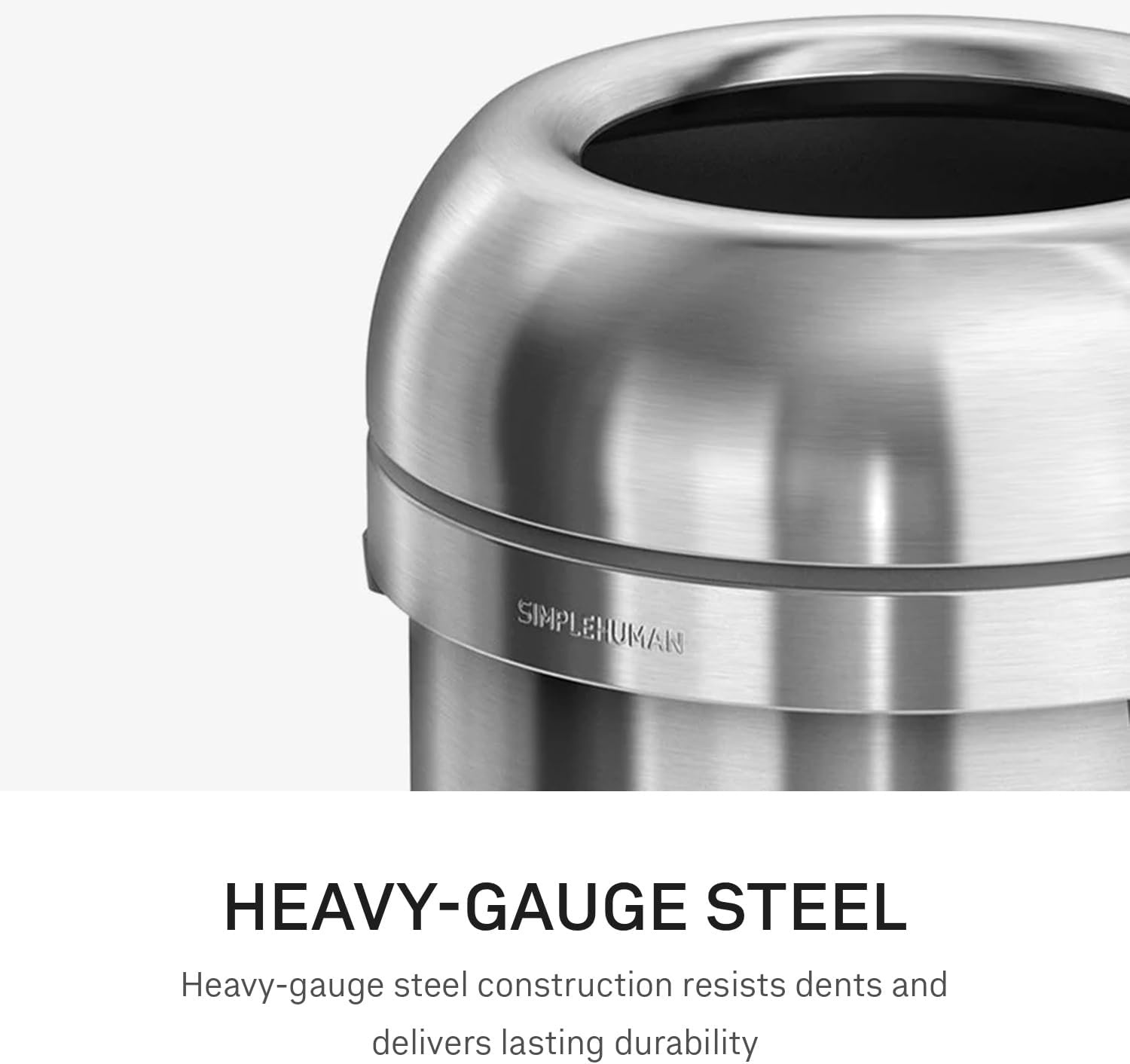 image:imagesimplehuman 80 Liter 211 Gallon Bullet Open Top Trash Can Commercial Grade Heavy Gauge Brushed Stainless SteelUpgraded All Steel Brushed