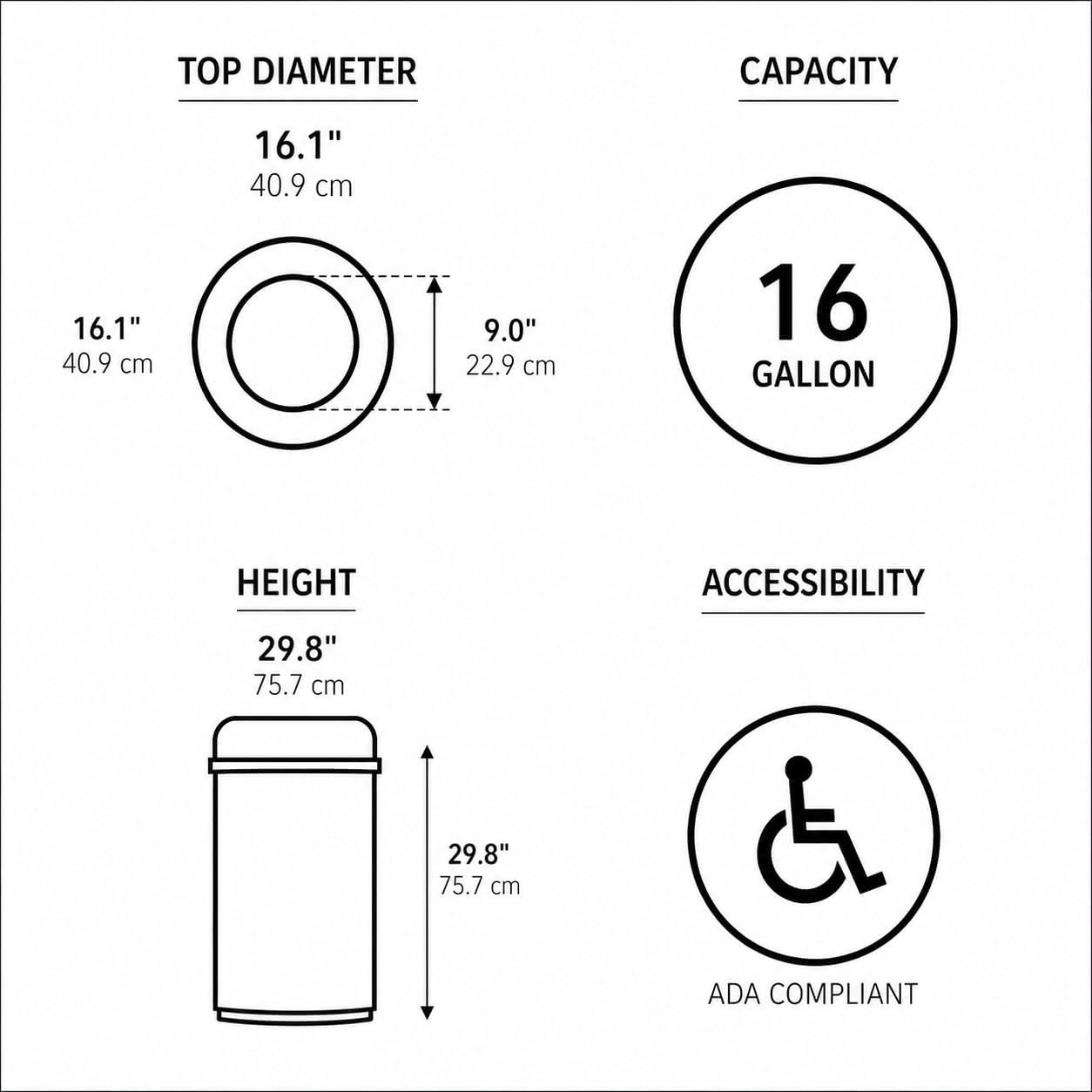 image:imagesimplehuman 80 Liter 211 Gallon Bullet Open Top Trash Can Commercial Grade Heavy Gauge Brushed Stainless SteelUpgraded All Steel Brushed