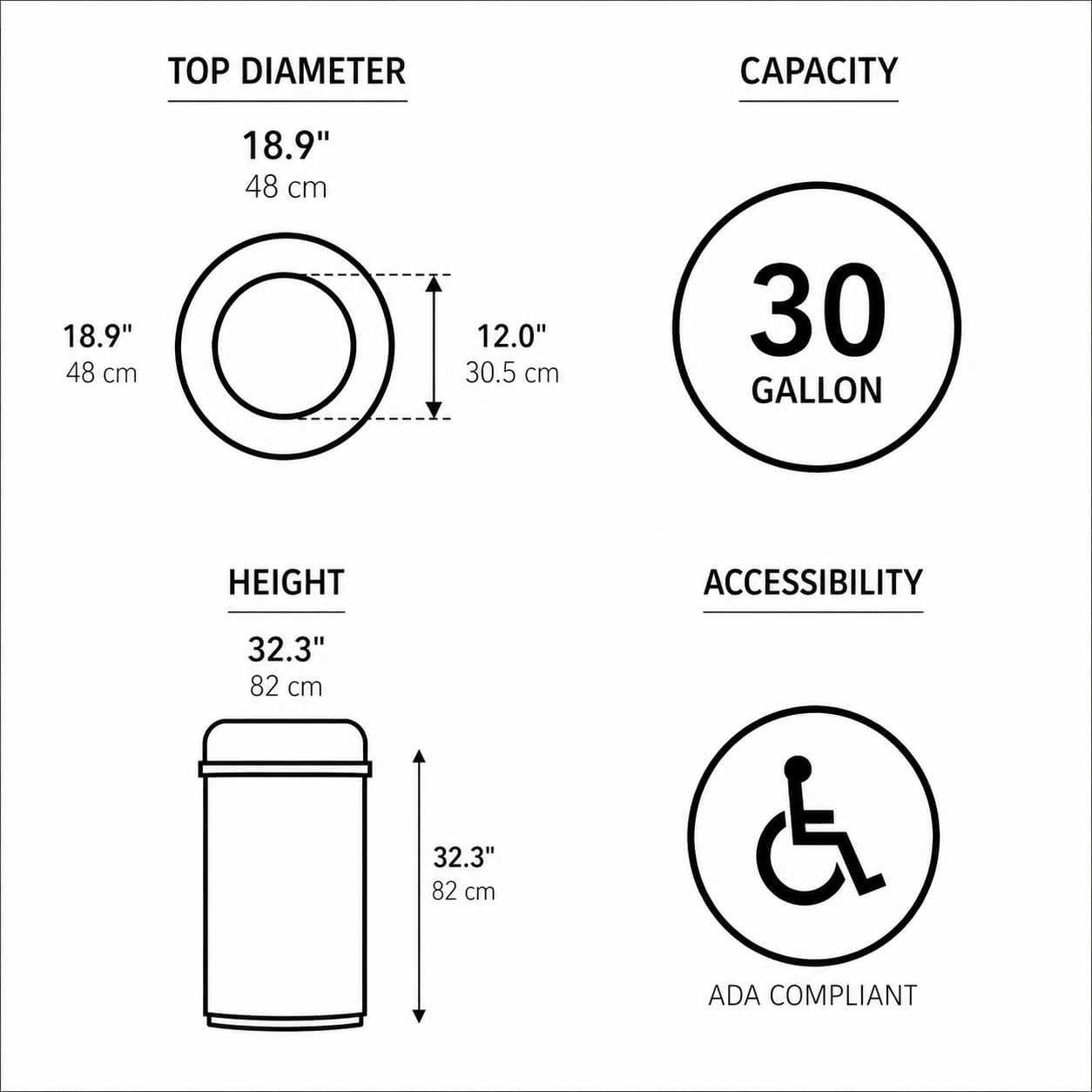 image:imagesimplehuman 80 Liter 211 Gallon Bullet Open Top Trash Can Commercial Grade Heavy Gauge Brushed Stainless SteelUpgraded All Steel Brushed