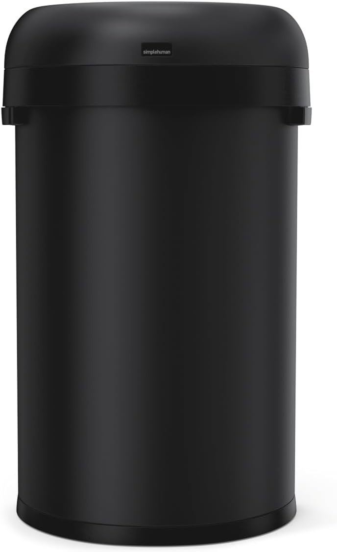 image:imagesimplehuman 80 Liter 211 Gallon Extra Large SemiRound Open Top Trash Can Commercial Grade Heavy Gauge Brushed Stainless Steel ADACompliantMatte Black