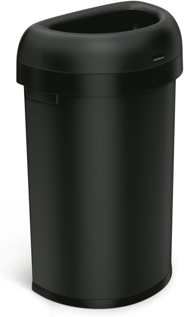 image:imagesimplehuman 80 Liter 211 Gallon Extra Large SemiRound Open Top Trash Can Commercial Grade Heavy Gauge Brushed Stainless Steel ADACompliantMatte Black