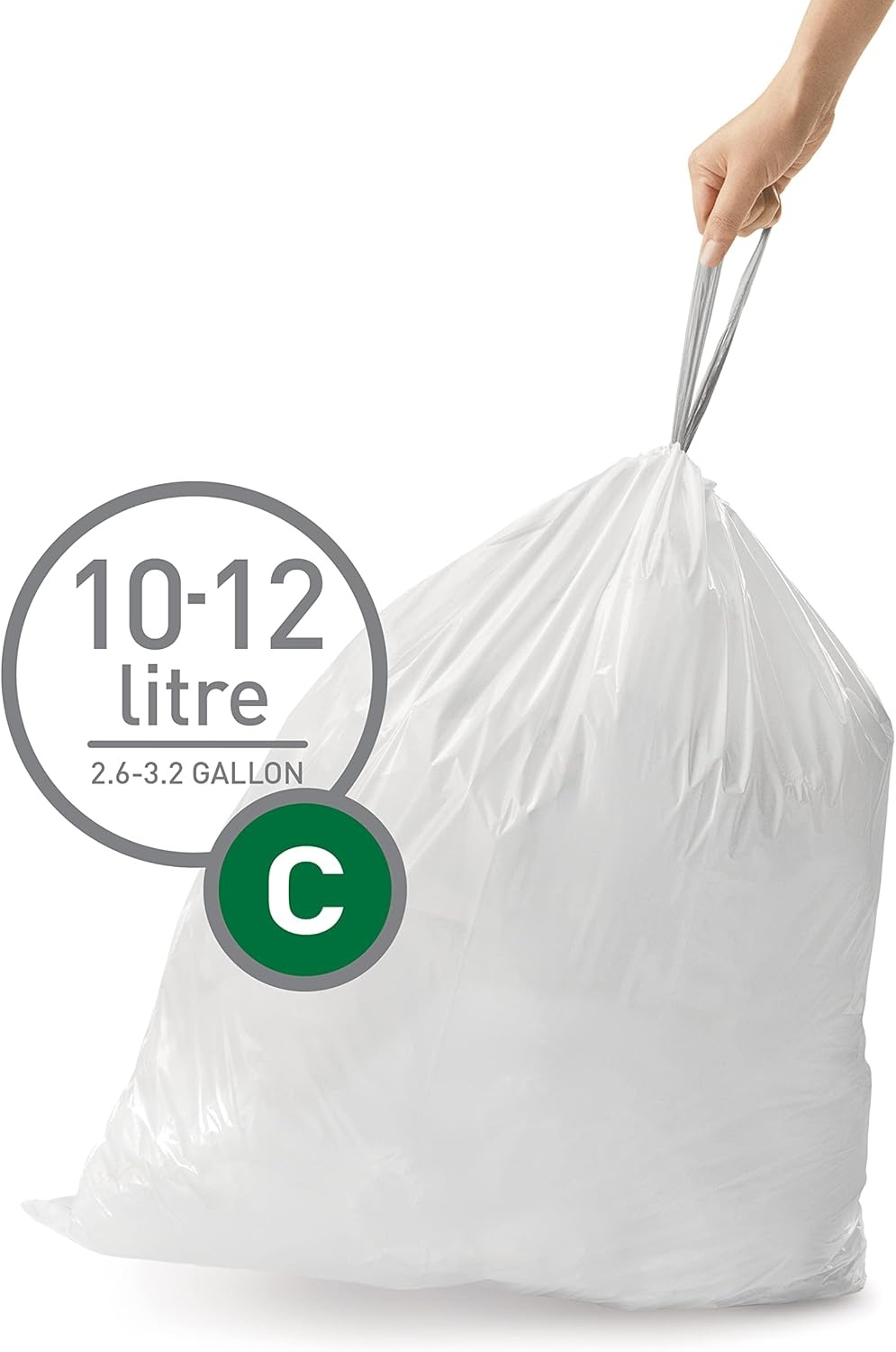 image:imagesimplehuman Code C 100 Count Custom Fit Liners Drawstring Kitchen Trash Bags OnebyOne MessFree Dispense Extra Thick amp Double Seamed 50 PCR Plastic 1012 Liter 2632 Gallon White100 Count Pack of 2