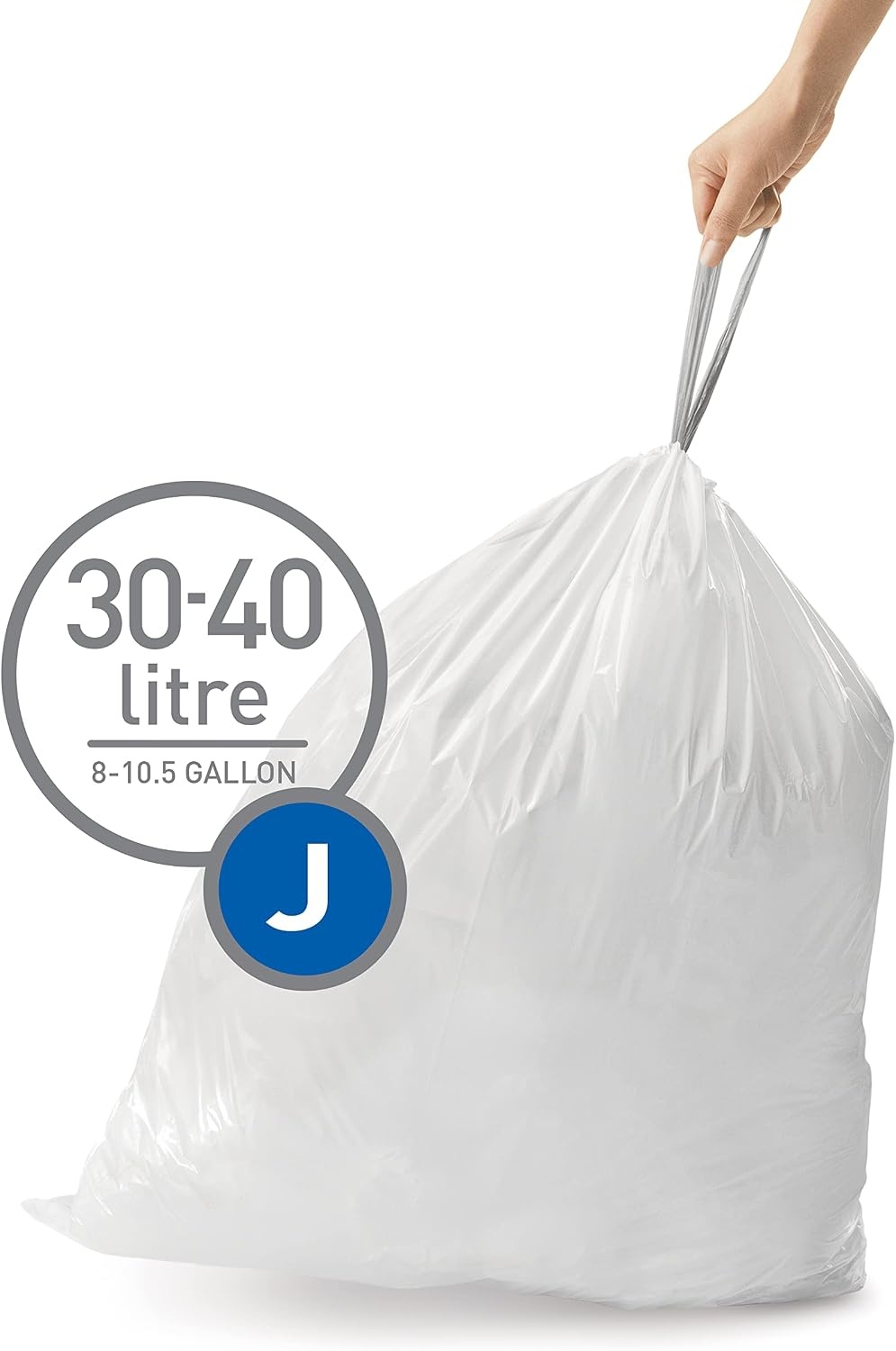 image:imagesimplehuman Code J 100 Count Custom Fit Liners Drawstring Kitchen Trash Bags OnebyOne MessFree Dispense Extra Thick amp Double Seamed 50 PCR Plastic 3845 Liter 1012 Gallon White240 Count Pack of 1