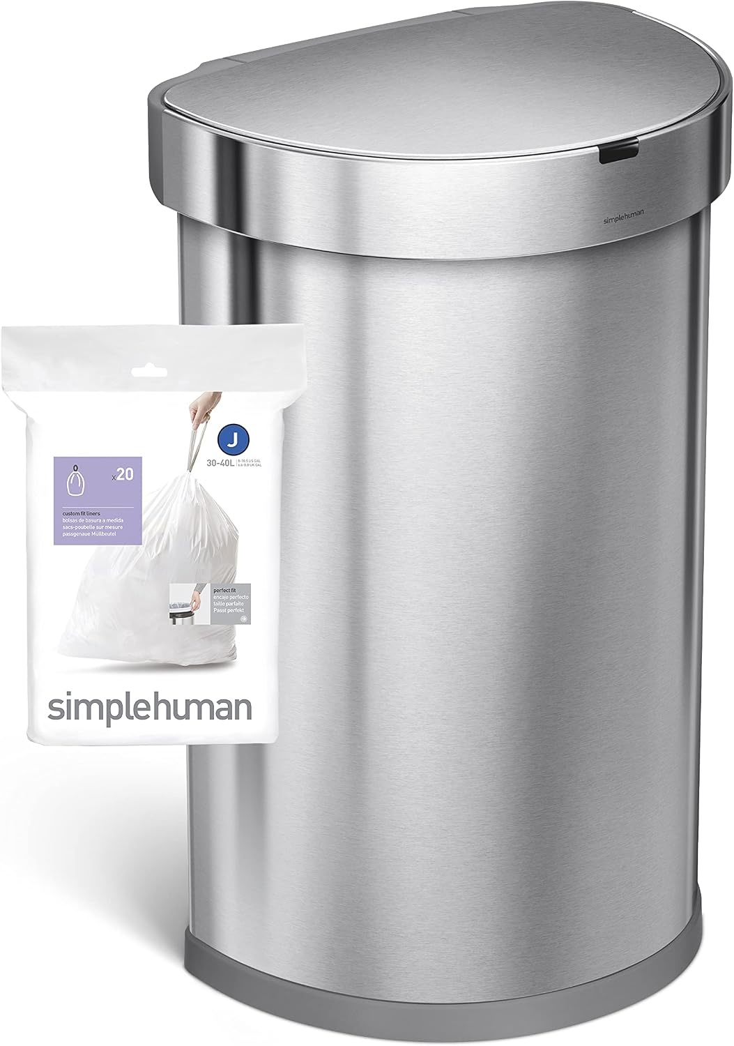 image:imagesimplehuman Code J 100 Count Custom Fit Liners Drawstring Kitchen Trash Bags OnebyOne MessFree Dispense Extra Thick amp Double Seamed 50 PCR Plastic 3845 Liter 1012 Gallon White60 Count Pack of 1