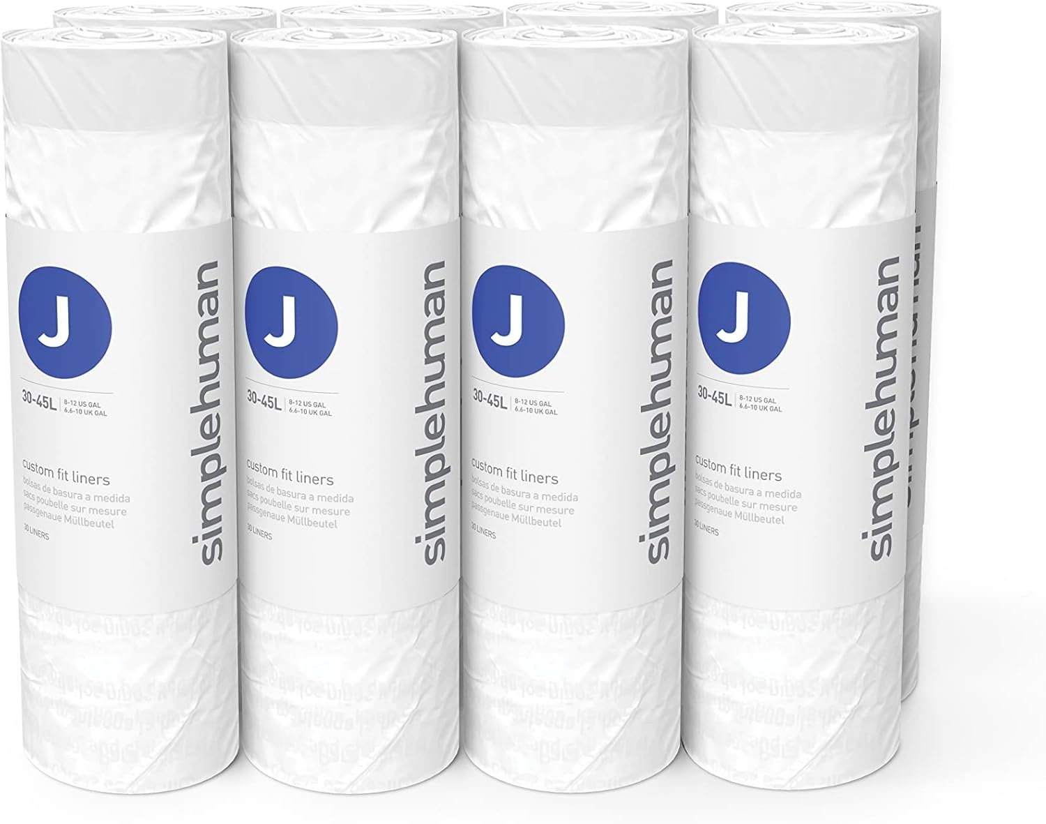 image:imagesimplehuman Code J 100 Count Custom Fit Liners Drawstring Kitchen Trash Bags OnebyOne MessFree Dispense Extra Thick amp Double Seamed 50 PCR Plastic 3845 Liter 1012 Gallon White240 Count Pack of 1