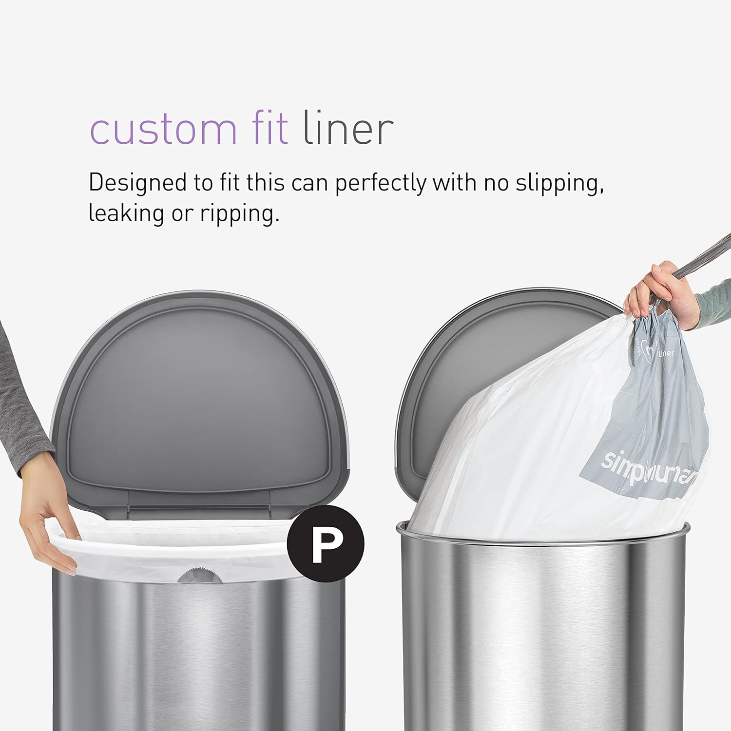 image:imagesimplehuman Code P 100 Count Custom Fit Liners Drawstring Kitchen Trash Bags OnebyOne MessFree Dispense Extra Thick amp Double Seamed 50 PCR Plastic 5060 Liter 1316 Gallon White100 Count Pack of 2
