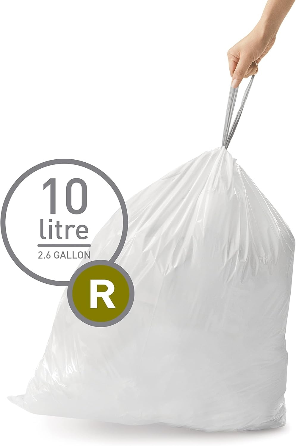 image:imagesimplehuman Code R 100 Count Custom Fit Liners Drawstring Kitchen Trash Bags OnebyOne MessFree Dispense Extra Thick amp Double Seamed 50 PCR Plastic 910 Liter 26 Gallon White60 Count Pack of 1