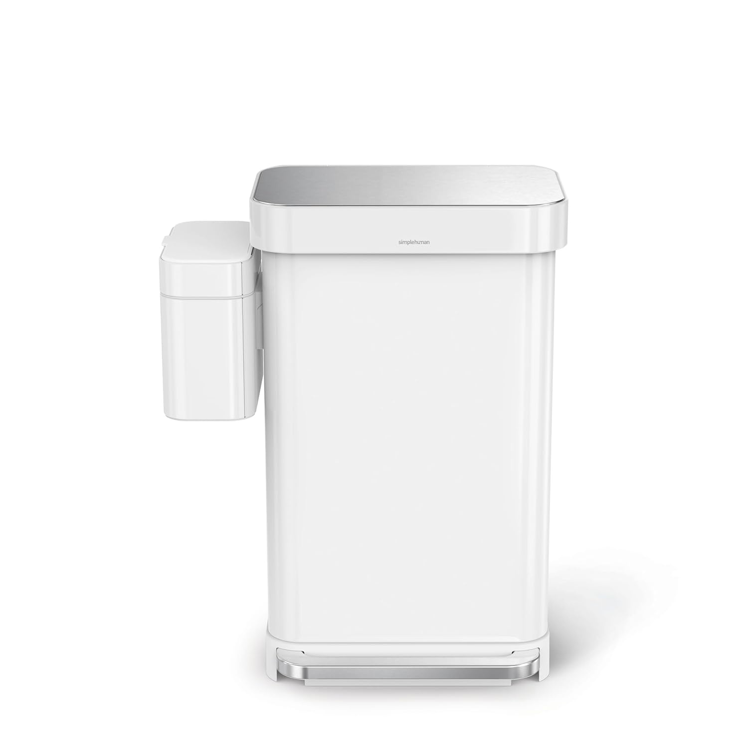 image:imagesimplehuman Compost Caddy 4L 11 Gallon Countertop Kitchen Compost Bin with Magnetic Dock for Trash Can SoftSeal Lid Removable Inner Bucket Matte Black SteelWhite