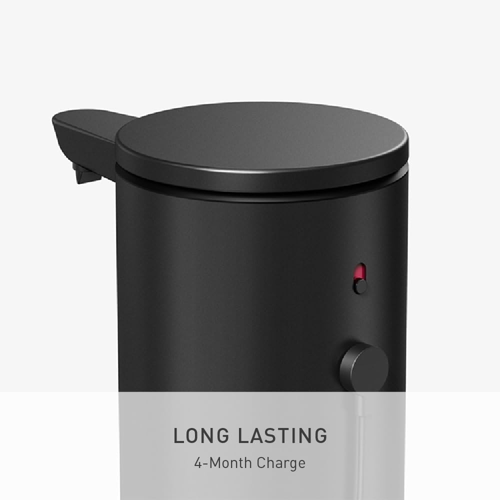 image:imagesimplehuman Liquid Sensor Pump 9 oz Automatic Soap Dispenser for Kitchen and Bathroom Touchless Motion Sensor Variable Dispense Rechargeable NoDrip Spout HighGrade Matte Black SteelMatte Black