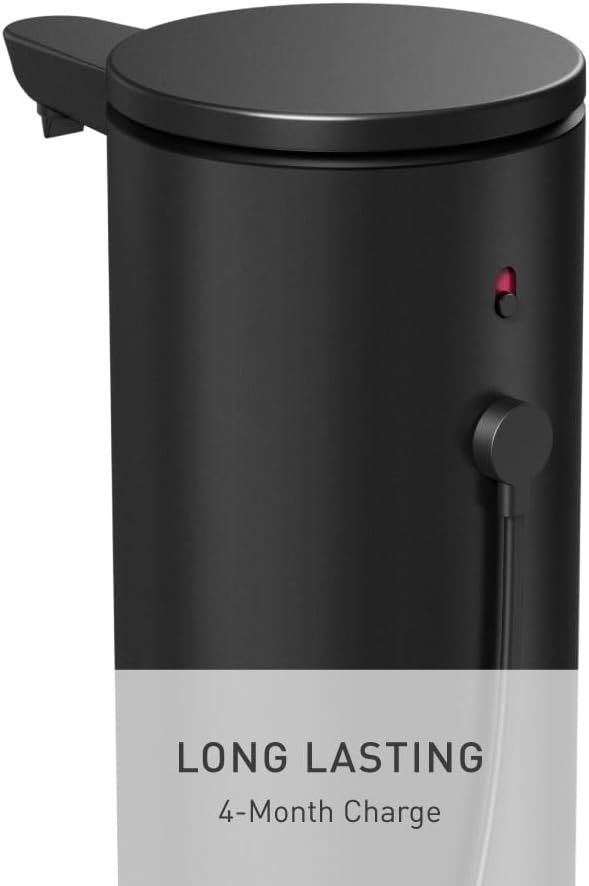 image:imagesimplehuman Liquid Sensor Pump 9 oz Automatic Soap Dispenser for Kitchen and Bathroom Touchless Motion Sensor Variable Dispense Rechargeable NoDrip Spout HighGrade Matte Black SteelMatte Black