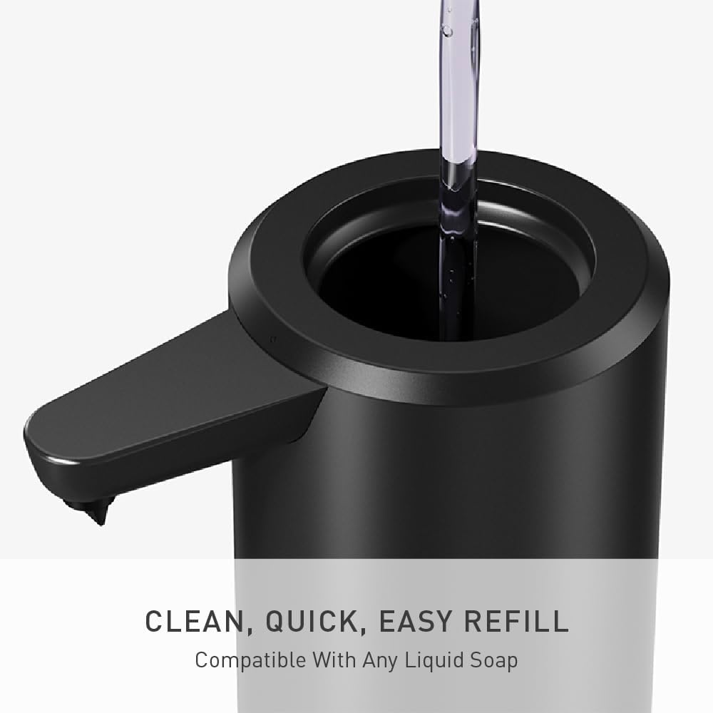 image:imagesimplehuman Liquid Sensor Pump 9 oz Automatic Soap Dispenser for Kitchen and Bathroom Touchless Motion Sensor Variable Dispense Rechargeable NoDrip Spout HighGrade Matte Black SteelMatte Black