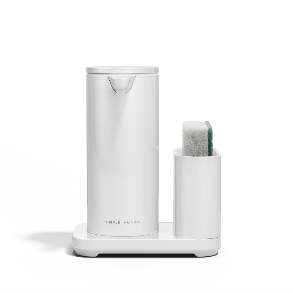 image:imagesimplehuman Liquid Sensor Pump 9 oz Automatic Soap Dispenser for Kitchen and Bathroom Touchless Motion Sensor Variable Dispense Rechargeable NoDrip Spout HighGrade Matte Black SteelWhite