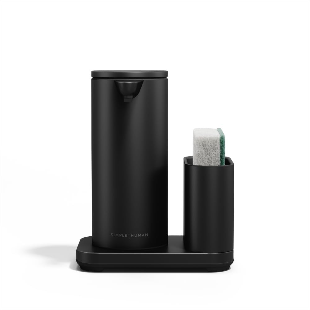 image:imagesimplehuman Liquid Sensor Pump 9 oz Automatic Soap Dispenser for Kitchen and Bathroom Touchless Motion Sensor Variable Dispense Rechargeable NoDrip Spout HighGrade Matte Black SteelMatte Black
