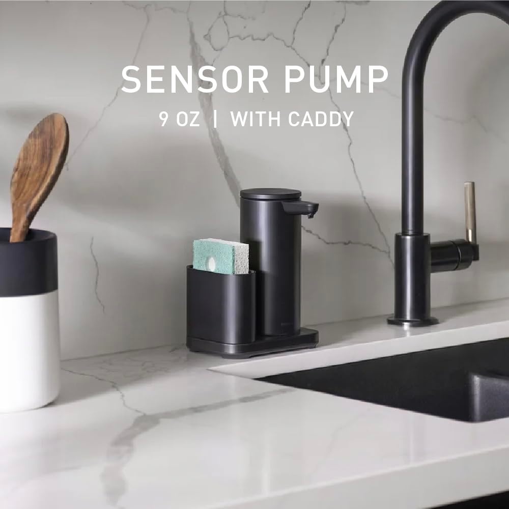image:imagesimplehuman Liquid Sensor Pump 9 oz Automatic Soap Dispenser for Kitchen and Bathroom Touchless Motion Sensor Variable Dispense Rechargeable NoDrip Spout HighGrade Matte Black SteelMatte Black