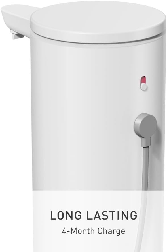 image:imagesimplehuman Liquid Sensor Pump 9 oz Automatic Soap Dispenser for Kitchen and Bathroom Touchless Motion Sensor Variable Dispense Rechargeable NoDrip Spout HighGrade Matte Black SteelWhite