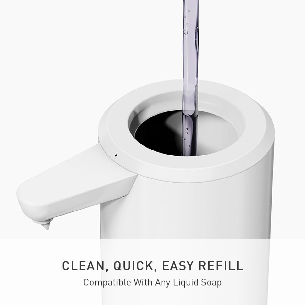 image:imagesimplehuman Liquid Sensor Pump 9 oz Automatic Soap Dispenser for Kitchen and Bathroom Touchless Motion Sensor Variable Dispense Rechargeable NoDrip Spout HighGrade Matte Black SteelWhite