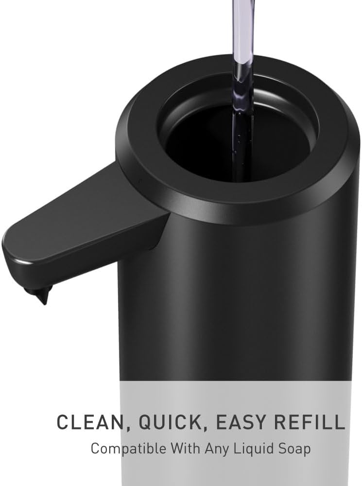 image:imagesimplehuman Liquid Sensor Pump 9 oz Automatic Soap Dispenser for Kitchen and Bathroom Touchless Motion Sensor Variable Dispense Rechargeable NoDrip Spout HighGrade Matte Black SteelMatte Black