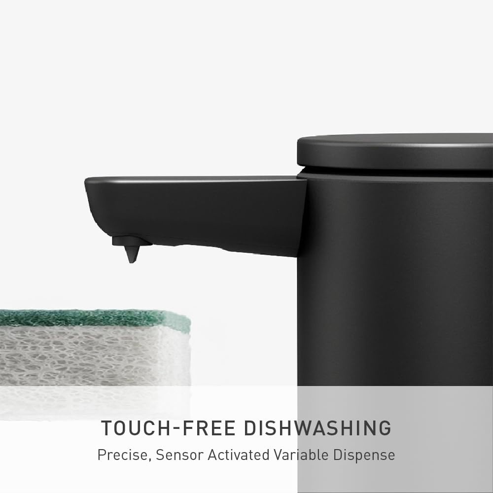 image:imagesimplehuman Liquid Sensor Pump 9 oz Automatic Soap Dispenser for Kitchen and Bathroom Touchless Motion Sensor Variable Dispense Rechargeable NoDrip Spout HighGrade Matte Black SteelMatte Black