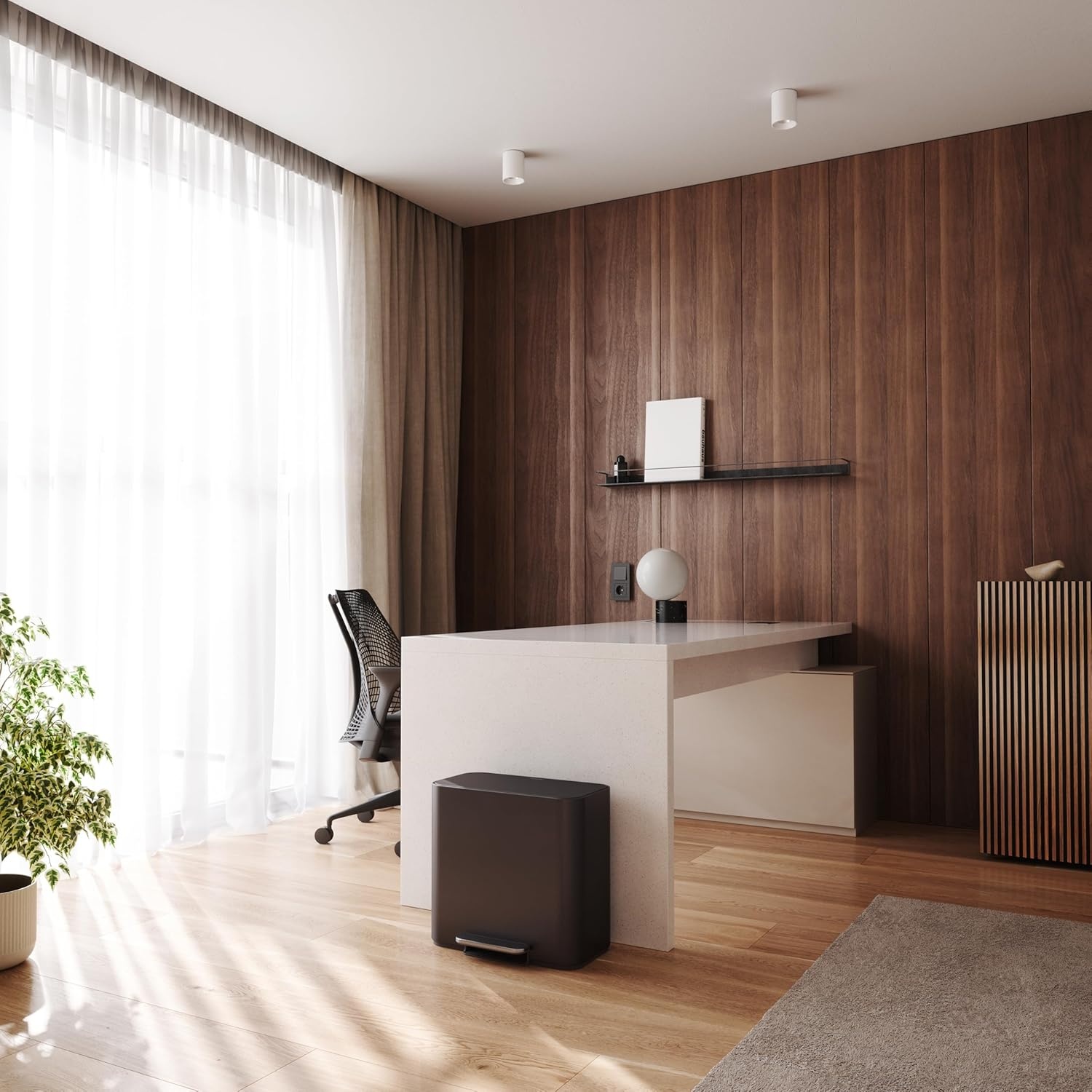 image:imagesimplehuman Mini Step Recycler 15L 4 Gallon Dual Compartment Trash Can for Hotels Offices Studios Small Spaces 150000Step Steel Pedal Lid Shox Silent Close Matte Black SteelMatte Black