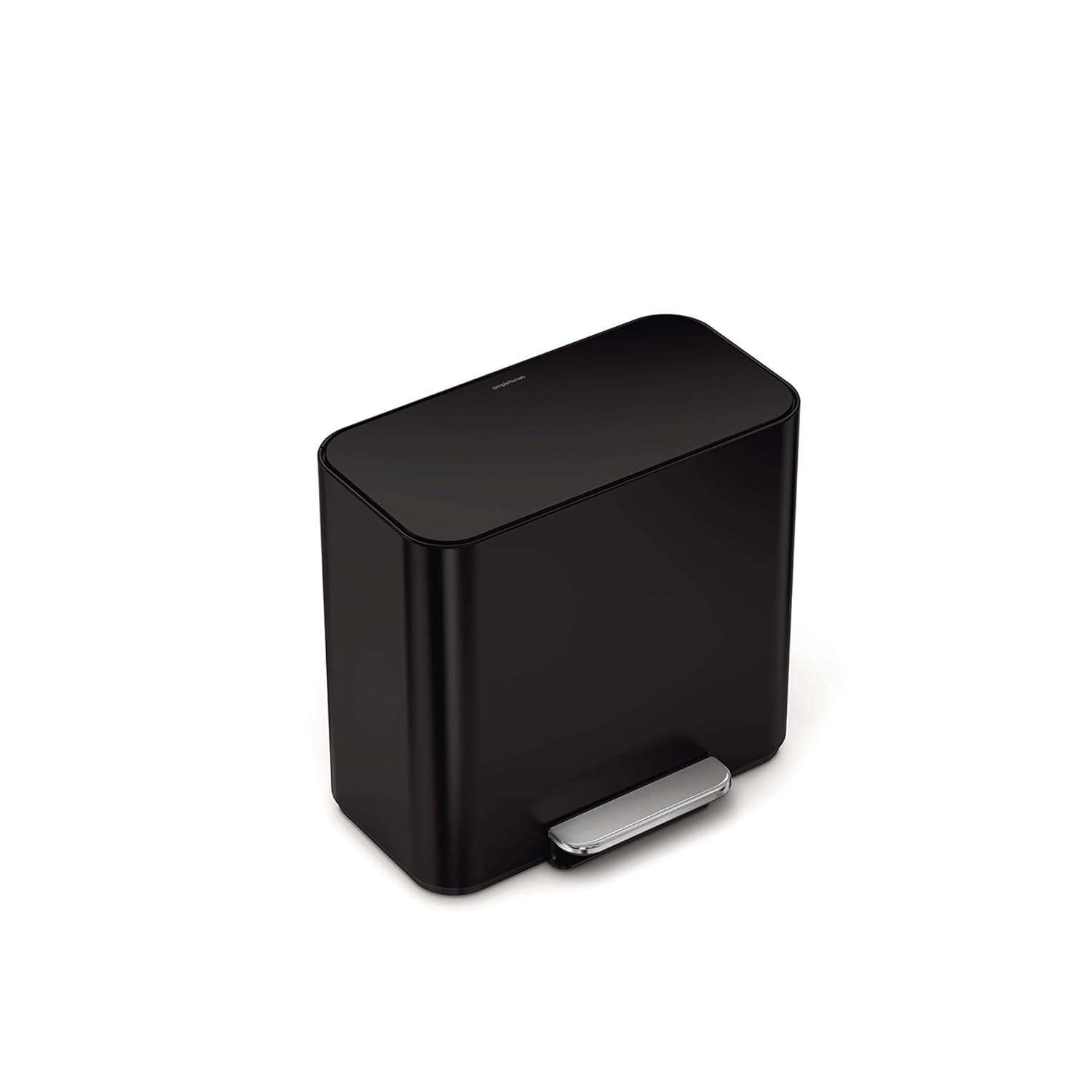 image:imagesimplehuman Mini Step Recycler 15L 4 Gallon Dual Compartment Trash Can for Hotels Offices Studios Small Spaces 150000Step Steel Pedal Lid Shox Silent Close Matte Black SteelMatte Black