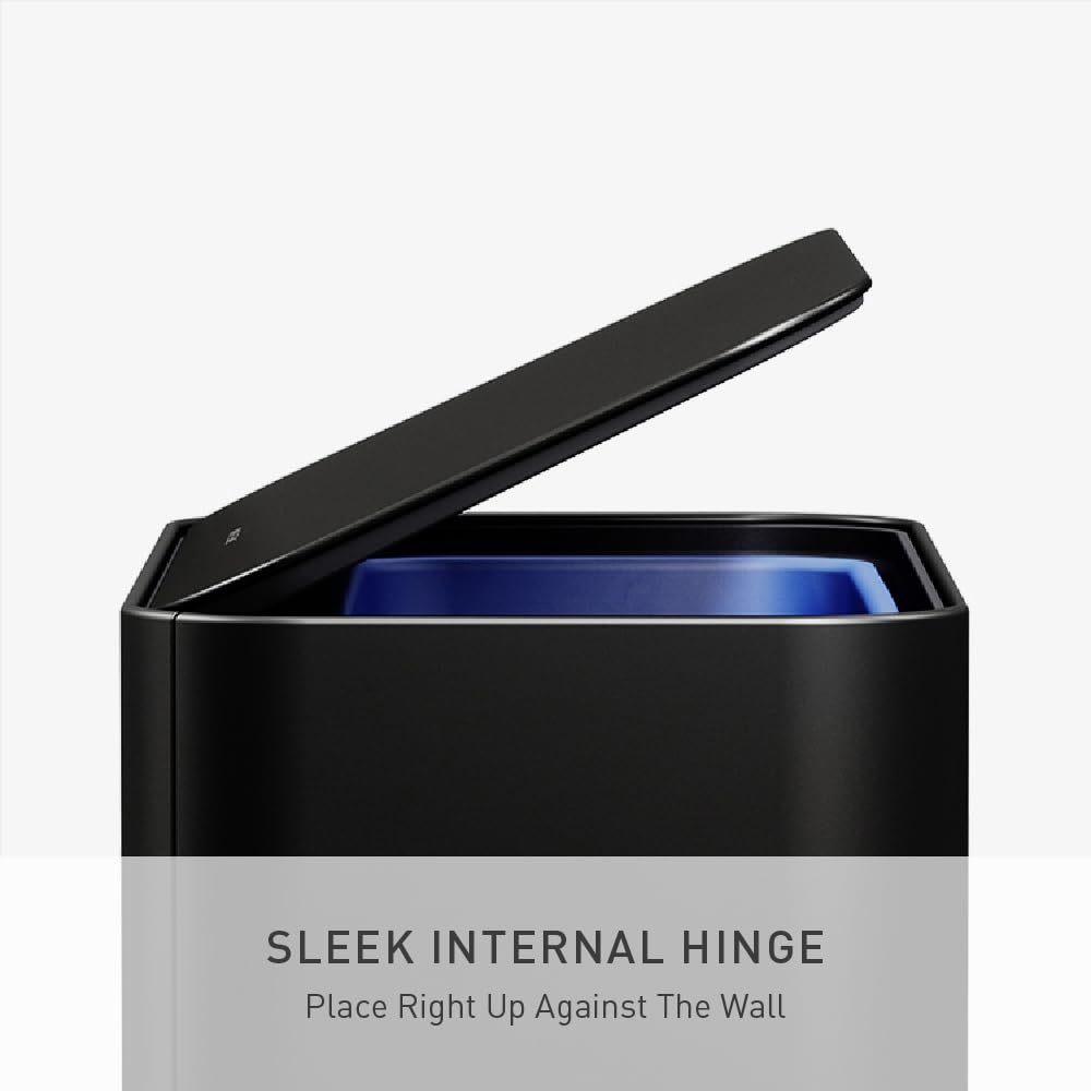 image:imagesimplehuman Mini Step Recycler 15L 4 Gallon Dual Compartment Trash Can for Hotels Offices Studios Small Spaces 150000Step Steel Pedal Lid Shox Silent Close Matte Black SteelMatte Black
