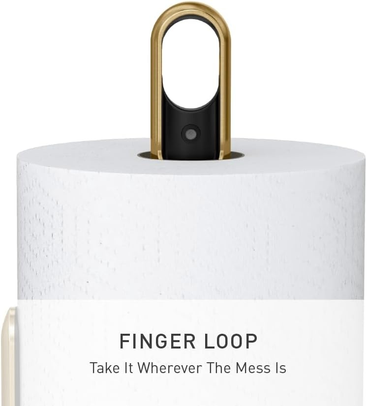 image:imagesimplehuman Paper Towel Holder with Spray AllinOne Countertop Paper Towel and Cleaner Dispenser 6 oz Refillable Pump OneHanded Tear Weighted Base BrassBrass Stainless Steel