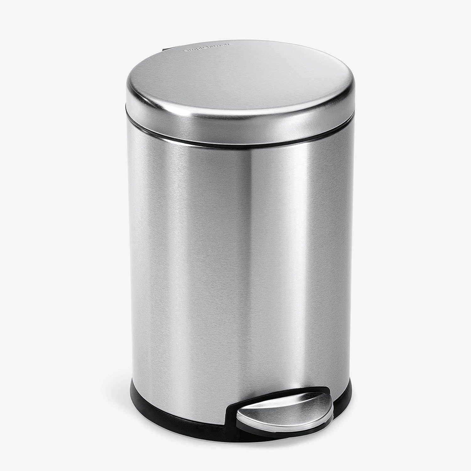 image:imagesimplehuman Round Step Can 45L 12 Gallon Compact Bathroom Trash Can 150000Step Pedal Lid Shox Silent Close Removable Inner Bucket Brushed Stainless SteelBrushed