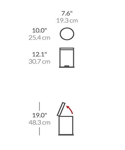 image:imagesimplehuman Round Step Can 45L 12 Gallon Compact Bathroom Trash Can 150000Step Pedal Lid Shox Silent Close Removable Inner Bucket Brushed Stainless SteelBrushed