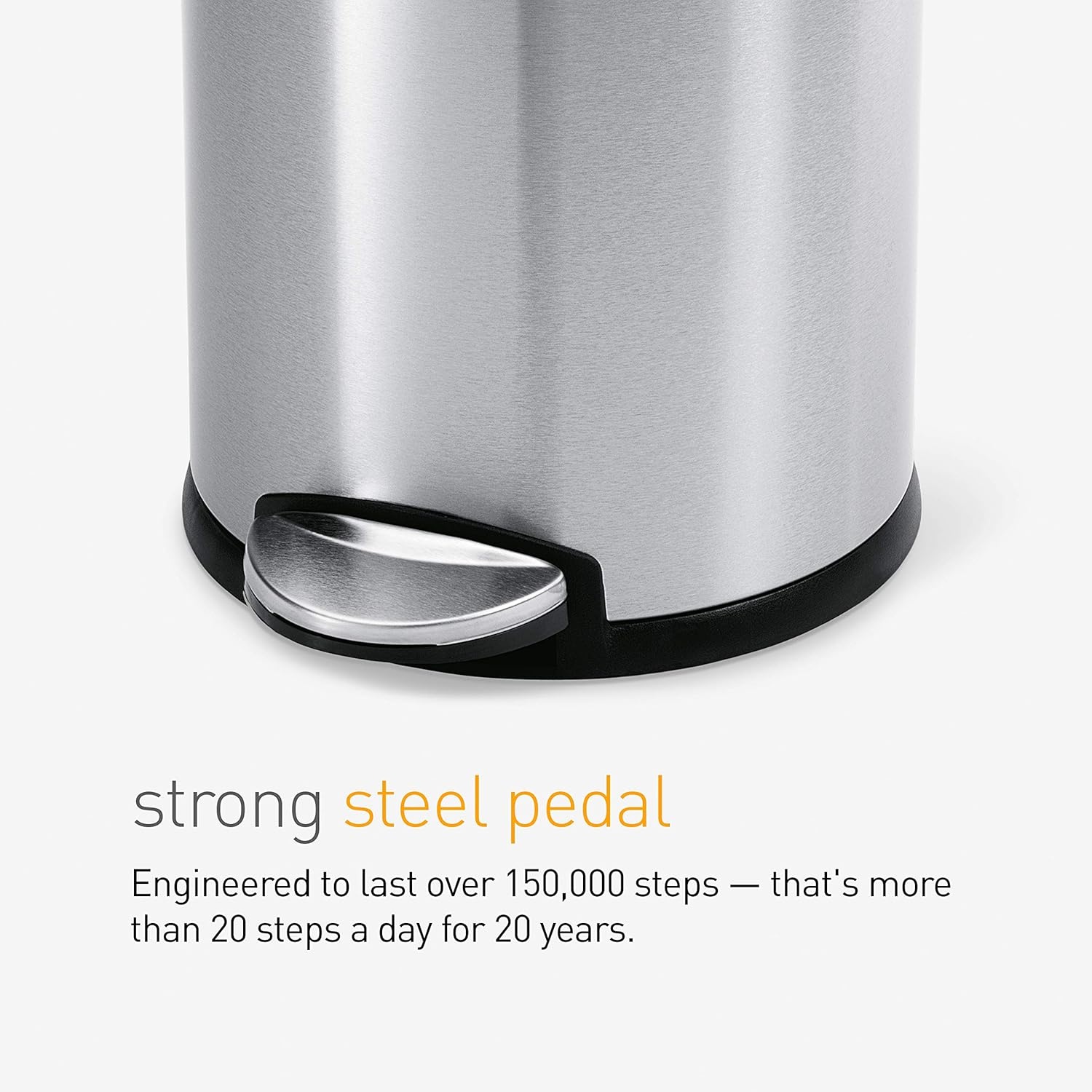image:imagesimplehuman Round Step Can 45L 12 Gallon Compact Bathroom Trash Can 150000Step Pedal Lid Shox Silent Close Removable Inner Bucket Brushed Stainless SteelWhite