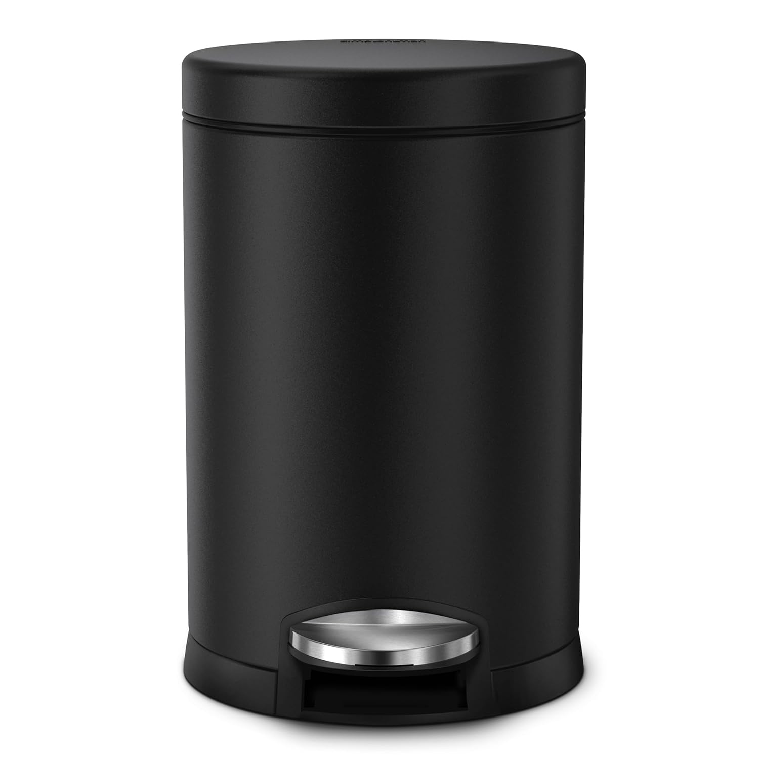 image:imagesimplehuman Round Step Can 45L 12 Gallon Compact Bathroom Trash Can 150000Step Pedal Lid Shox Silent Close Removable Inner Bucket Brushed Stainless SteelMatte Black