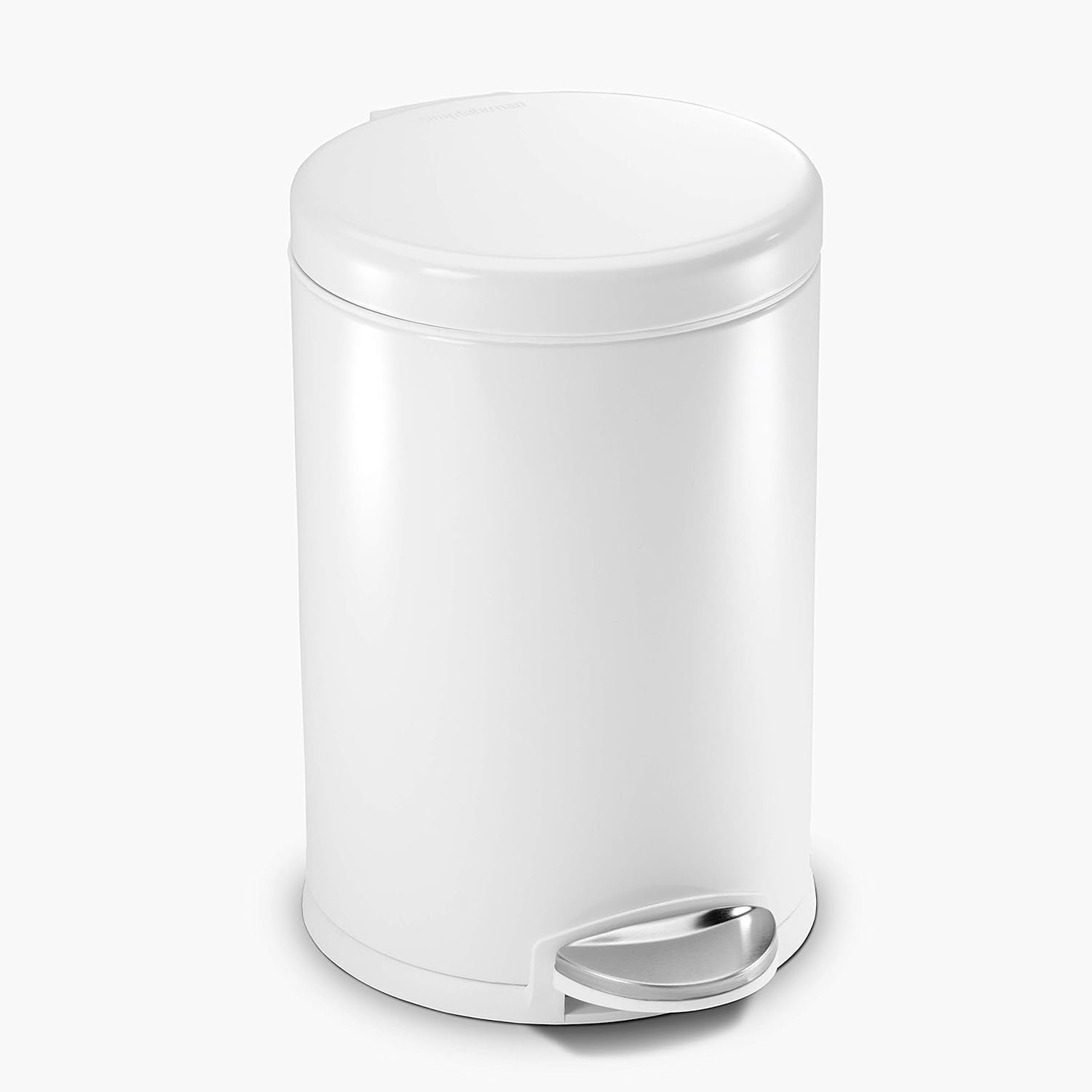 image:imagesimplehuman Round Step Can 45L 12 Gallon Compact Bathroom Trash Can 150000Step Pedal Lid Shox Silent Close Removable Inner Bucket Brushed Stainless SteelWhite