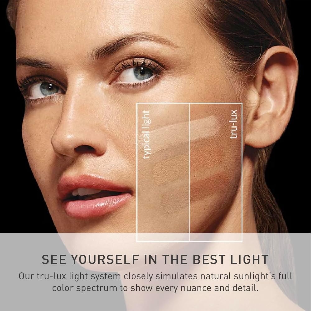 image:imagesimplehuman Sensor Mirror Trio 1X 5X 10X Magnification Round Rechargeable Beauty Makeup Mirror TruLux FullSpectrum Light Dual Light Settings Adjustable Brightness Brushed Stainless SteelBrushed