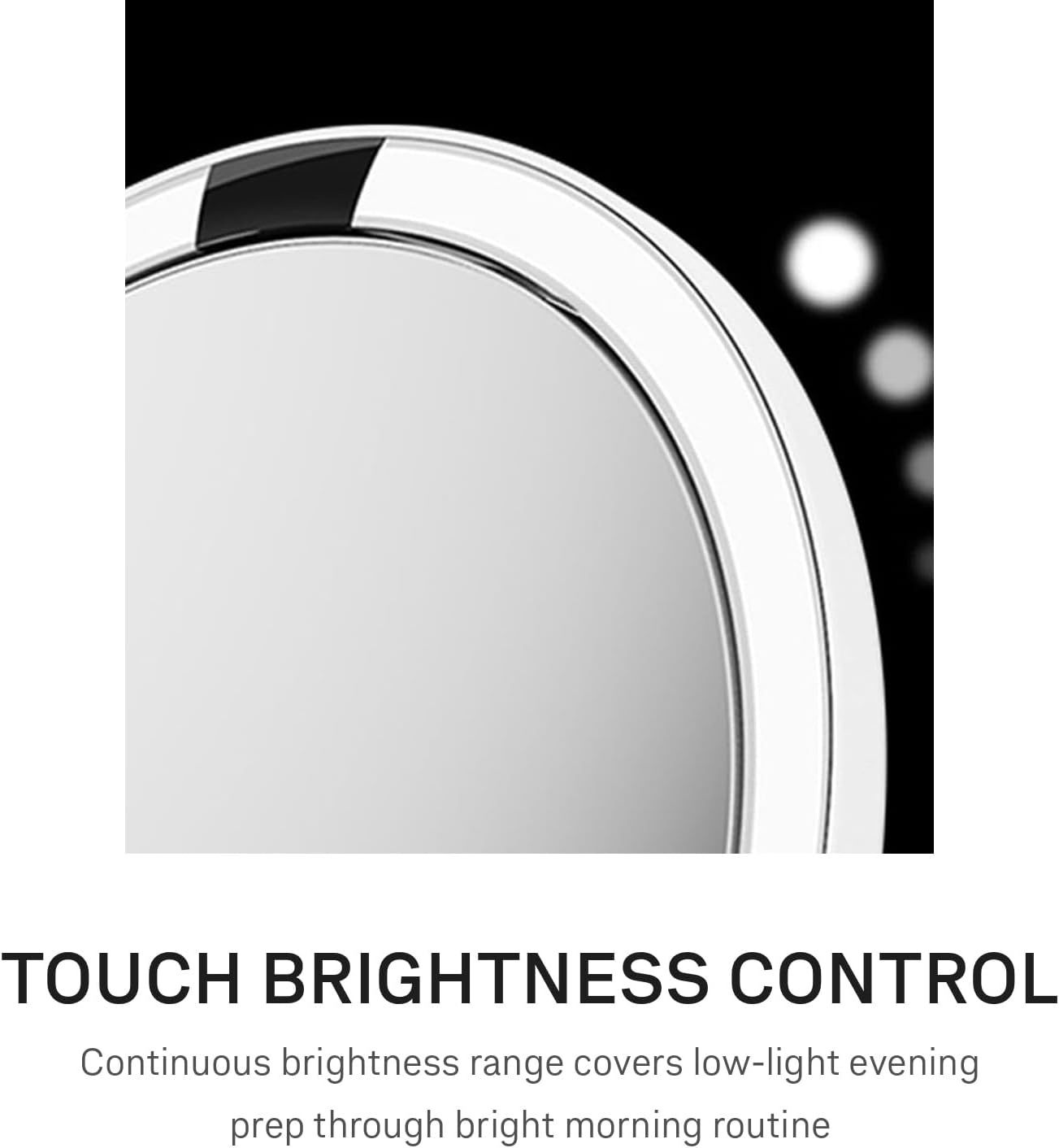 image:imagesimplehuman Sensor Mirror Trio 1X 5X 10X Magnification Round Rechargeable Beauty Makeup Mirror TruLux FullSpectrum Light Dual Light Settings Adjustable Brightness Brushed Stainless SteelWhite