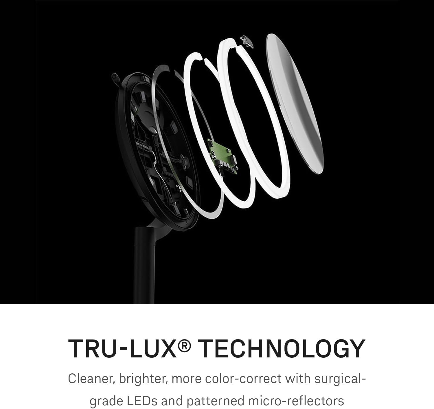 image:imagesimplehuman Sensor Mirror Trio 1X 5X 10X Magnification Round Rechargeable Beauty Makeup Mirror TruLux FullSpectrum Light Dual Light Settings Adjustable Brightness Brushed Stainless SteelMatte Black