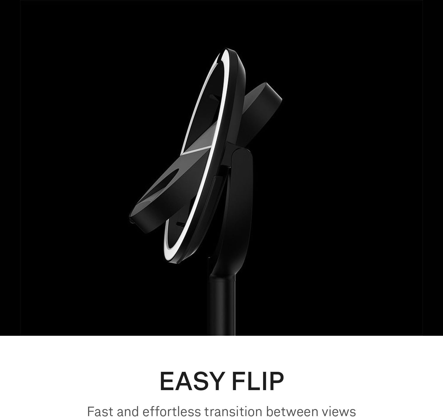 image:imagesimplehuman Sensor Mirror Trio 1X 5X 10X Magnification Round Rechargeable Beauty Makeup Mirror TruLux FullSpectrum Light Dual Light Settings Adjustable Brightness Brushed Stainless SteelMatte Black
