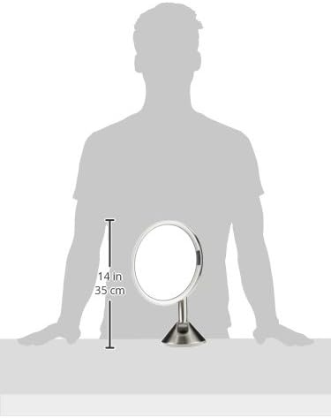 image:imagesimplehuman Sensor Mirror Wall Mount Makeup Mirror with Light 8 Round Lighted with Magnification 5X Hard Wired Swing Arm Brass Stainless SteelBrushed