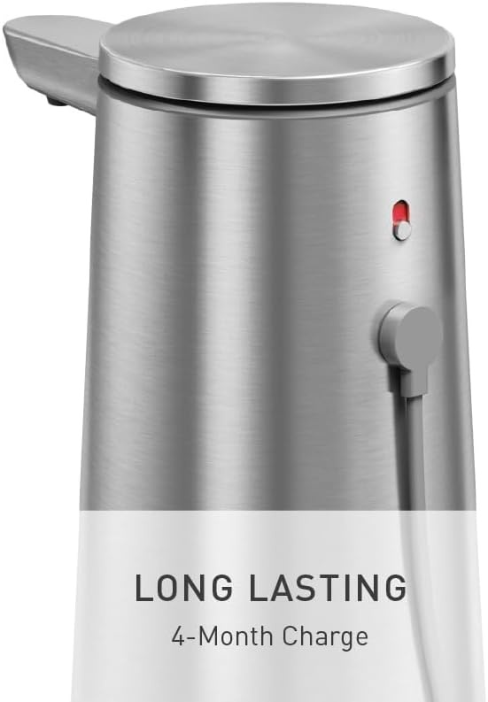 image:imagesimplehuman Sensor Pump Foam 10 oz Automatic Foaming Soap Dispenser for Kitchen and Bathroom Touchless Motion Sensor Variable Dispense Rechargeable Aerating Foam Pump Brushed Stainless SteelBrushed