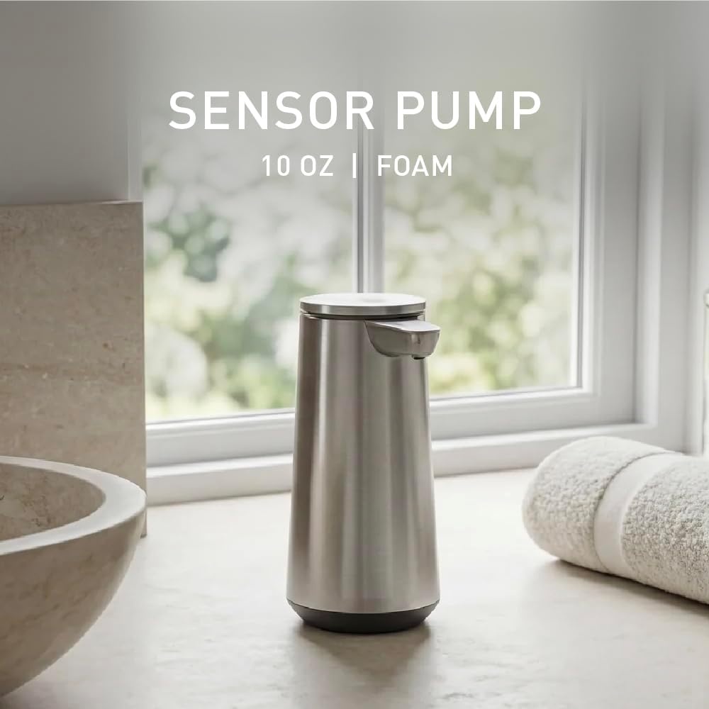 image:imagesimplehuman Sensor Pump Foam 10 oz Automatic Foaming Soap Dispenser for Kitchen and Bathroom Touchless Motion Sensor Variable Dispense Rechargeable Aerating Foam Pump Brushed Stainless SteelBrushed