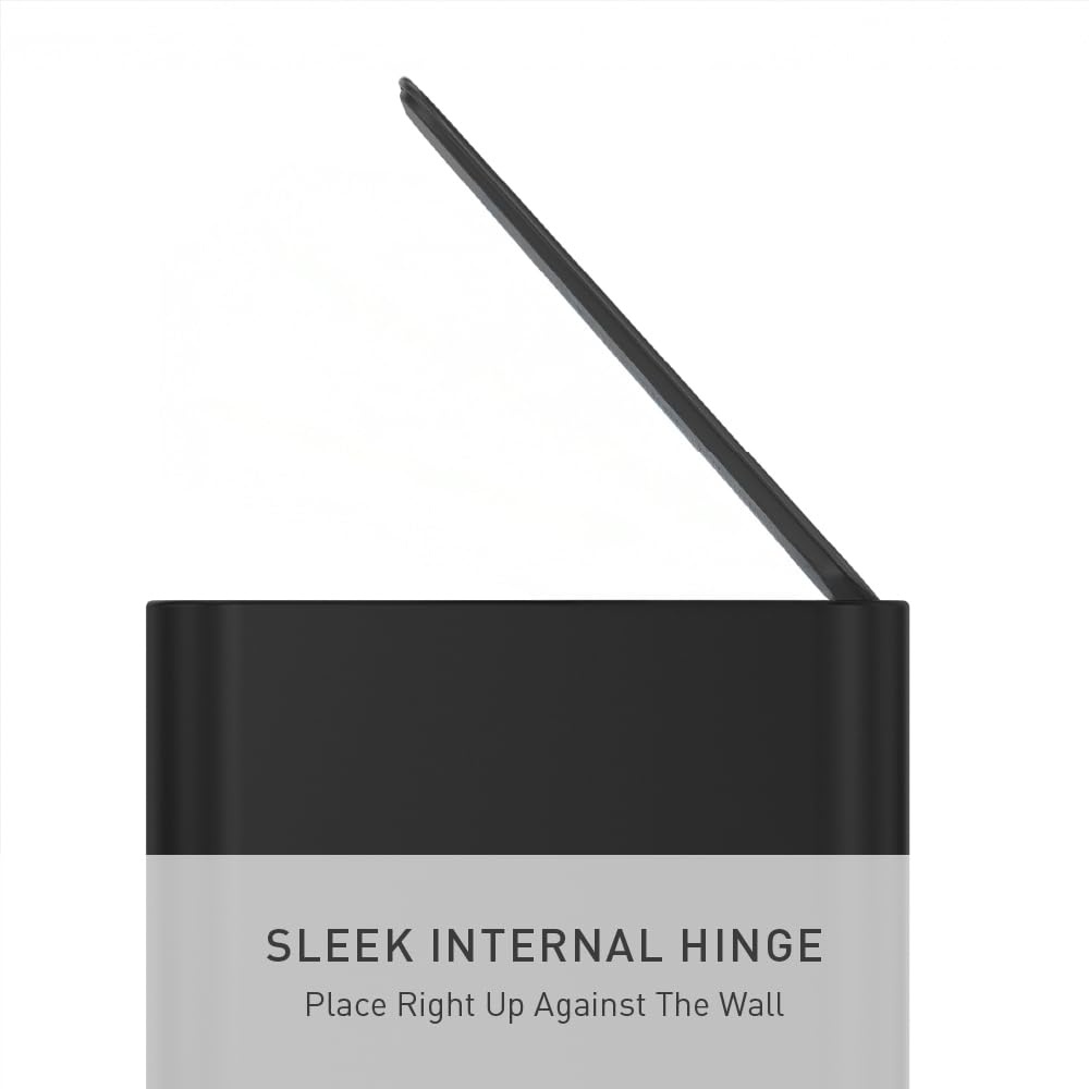 image:imagesimplehuman Slim Step Can 5L 13 Gallon Compact Bathroom Trash Can Liner Pocket Sleek Internal Hinge 150000Step AllSteel Pedal Lid Shox Silent Close Brushed Stainless SteelMatte Black
