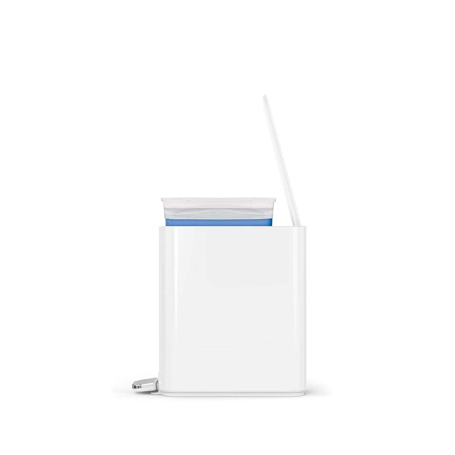 image:imagesimplehuman Slim Step Can 5L 13 Gallon Compact Bathroom Trash Can Liner Pocket Sleek Internal Hinge 150000Step AllSteel Pedal Lid Shox Silent Close Brushed Stainless SteelWhite