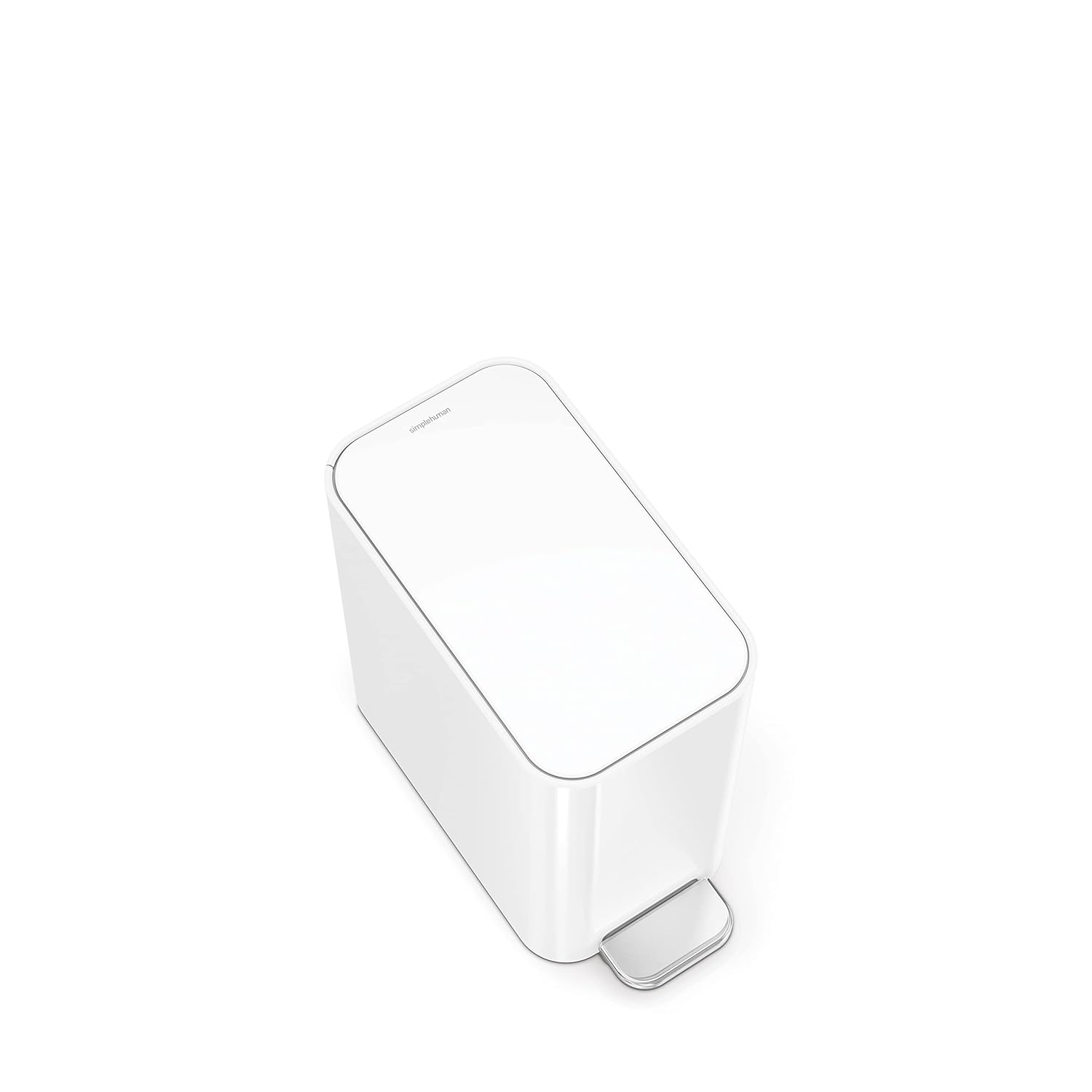 image:imagesimplehuman Slim Step Can 5L 13 Gallon Compact Bathroom Trash Can Liner Pocket Sleek Internal Hinge 150000Step AllSteel Pedal Lid Shox Silent Close Brushed Stainless SteelWhite